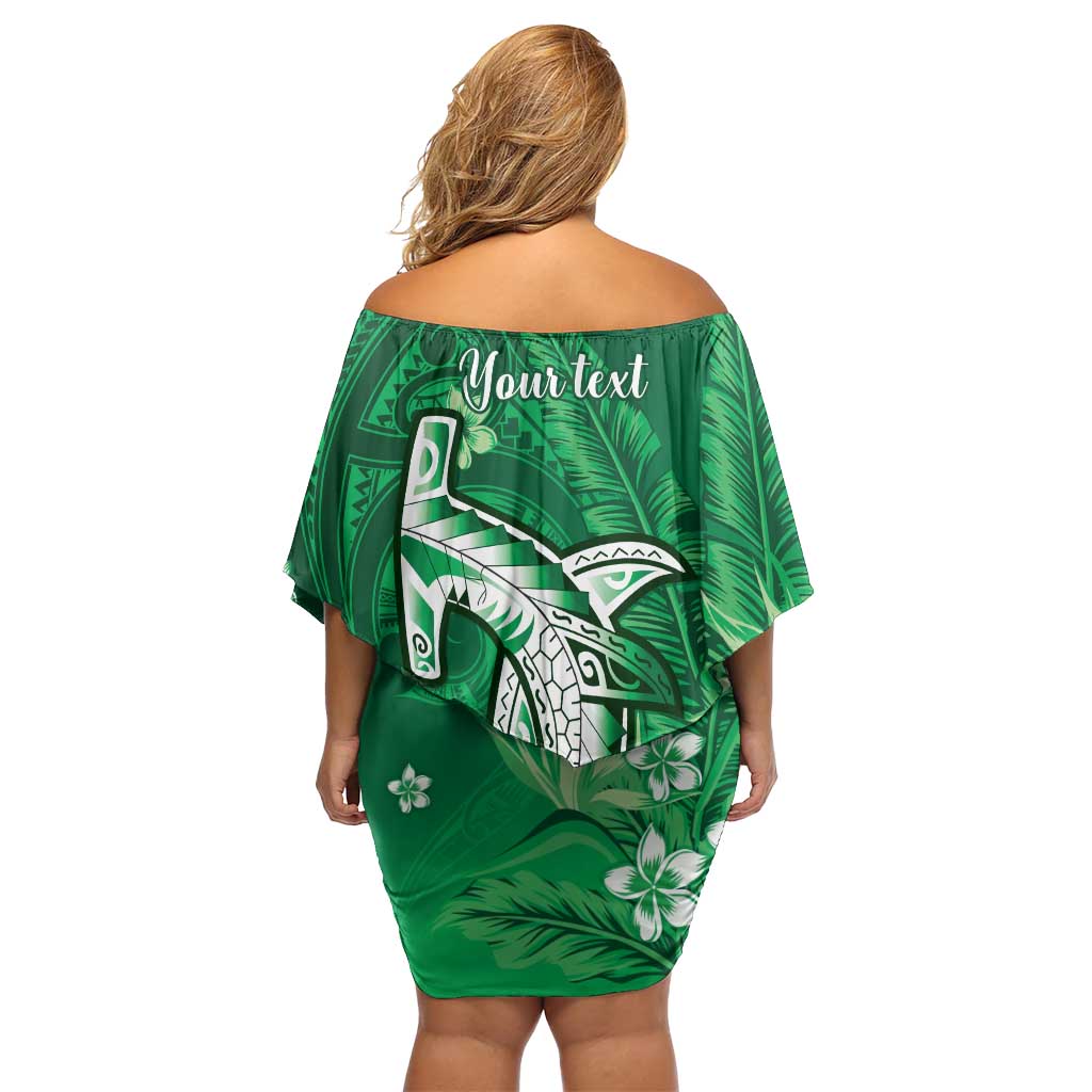 Personalized Hawaiian Maori Hammerhead Shark Family Matching Off Shoulder Short Dress and Hawaiian Shirt Omaomao Plumeria LT9 - Polynesian Pride