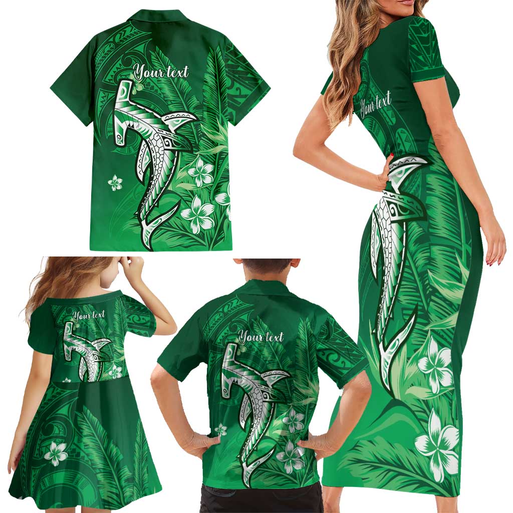 Personalized Hawaiian Maori Hammerhead Shark Family Matching Short Sleeve Bodycon Dress and Hawaiian Shirt Omaomao Plumeria LT9 - Polynesian Pride