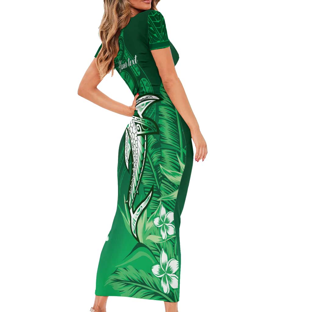 Personalized Hawaiian Maori Hammerhead Shark Family Matching Short Sleeve Bodycon Dress and Hawaiian Shirt Omaomao Plumeria LT9 - Polynesian Pride