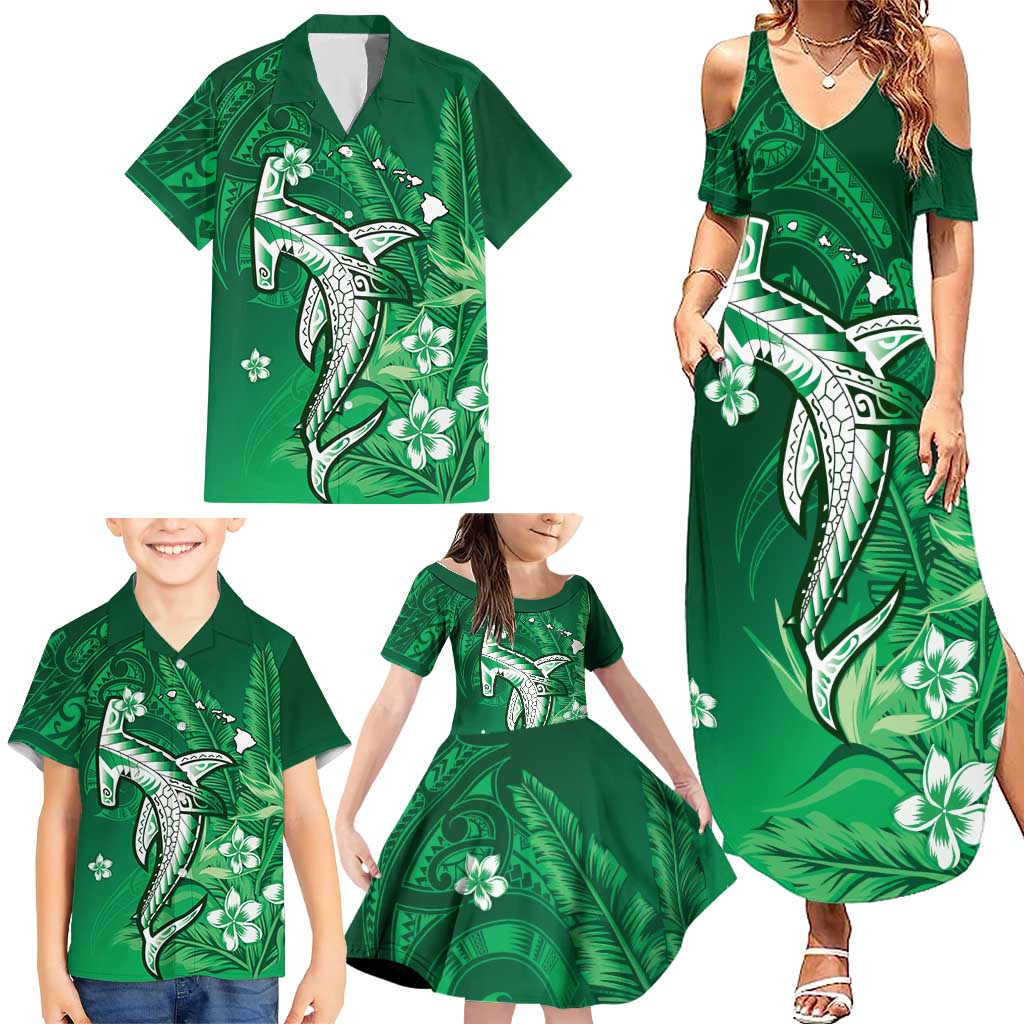 Personalized Hawaiian Maori Hammerhead Shark Family Matching Summer Maxi Dress and Hawaiian Shirt Omaomao Plumeria LT9 - Polynesian Pride