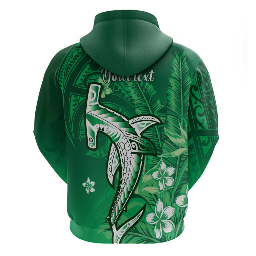 Personalized Hawaiian Maori Hammerhead Shark Hoodie Omaomao Plumeria - Polynesian Pride