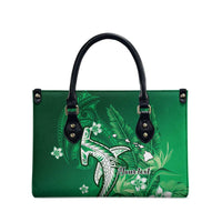 Personalized Hawaiian Maori Hammerhead Shark Leather Bag Omaomao Plumeria - Polynesian Pride