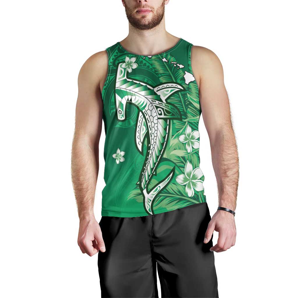 Personalized Hawaiian Maori Hammerhead Shark Men Tank Top Omaomao Plumeria - Polynesian Pride
