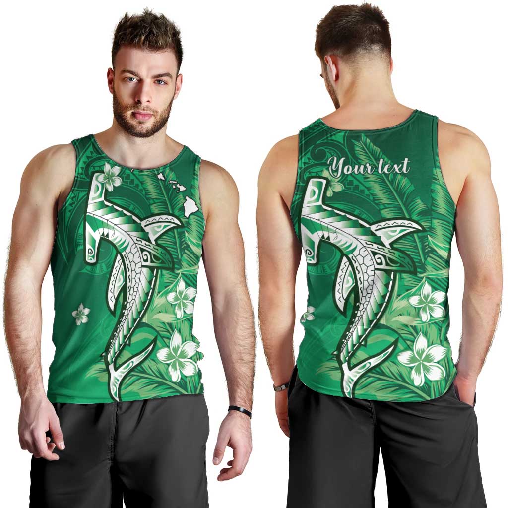 Personalized Hawaiian Maori Hammerhead Shark Men Tank Top Omaomao Plumeria - Polynesian Pride