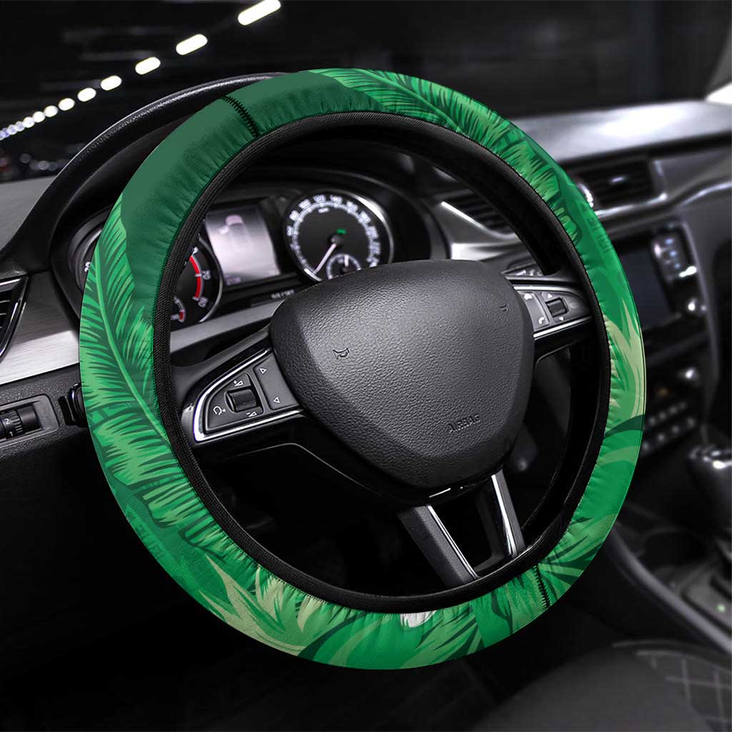 Hawaiian Maori Hammerhead Shark Steering Wheel Cover Omaomao Plumeria - Polynesian Pride