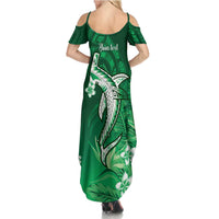 Personalized Hawaiian Maori Hammerhead Shark Summer Maxi Dress Omaomao Plumeria - Polynesian Pride