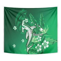 Personalized Hawaiian Maori Hammerhead Shark Tapestry Omaomao Plumeria - Polynesian Pride