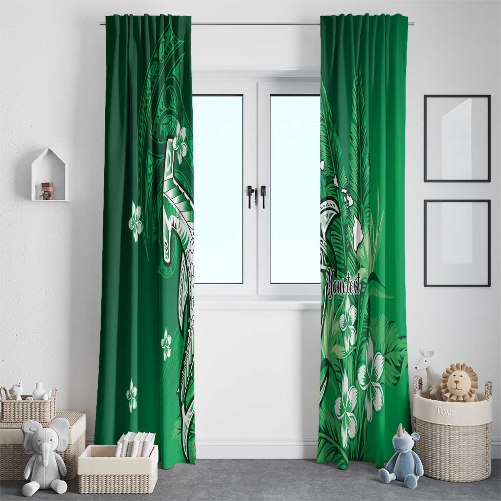 Personalized Hawaiian Maori Hammerhead Shark Window Curtain Omaomao Plumeria - Polynesian Pride