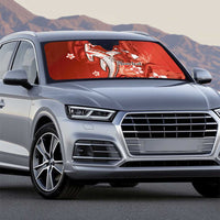 Personalized Hawaiian Maori Hammerhead Shark Auto Sun Shade Ulaula Plumeria - Polynesian Pride