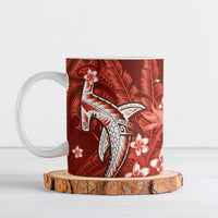 Personalized Hawaiian Maori Hammerhead Shark Ceramic Mug Ulaula Plumeria - Polynesian Pride