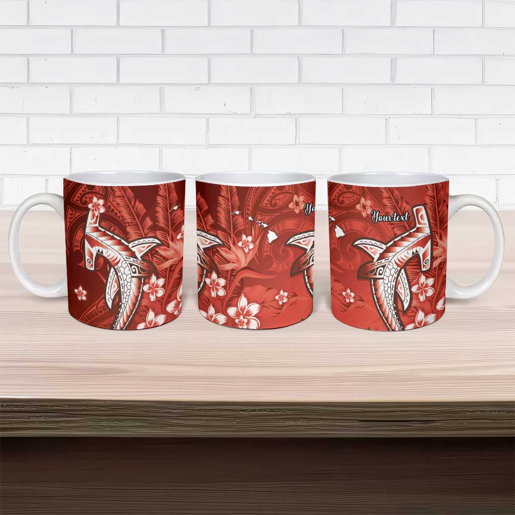 Personalized Hawaiian Maori Hammerhead Shark Ceramic Mug Ulaula Plumeria - Polynesian Pride