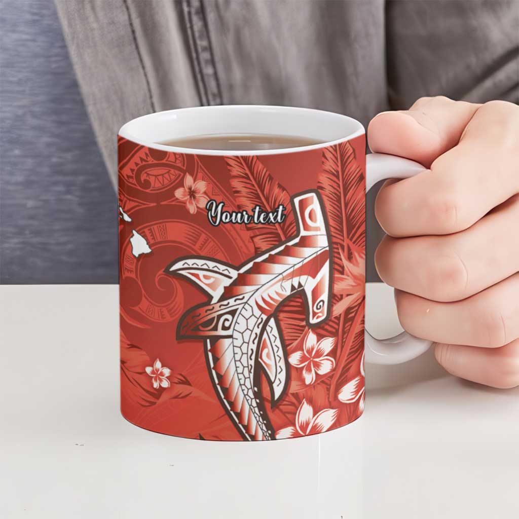 Personalized Hawaiian Maori Hammerhead Shark Ceramic Mug Ulaula Plumeria - Polynesian Pride