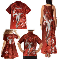 Personalized Hawaiian Maori Hammerhead Shark Family Matching Tank Maxi Dress and Hawaiian Shirt Ulaula Plumeria LT9 - Polynesian Pride