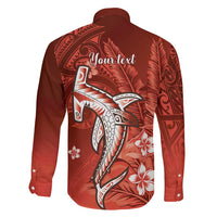 Personalized Hawaiian Maori Hammerhead Shark Family Matching Tank Maxi Dress and Hawaiian Shirt Ulaula Plumeria LT9 - Polynesian Pride