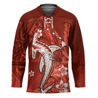 Personalized Hawaiian Maori Hammerhead Shark Hockey Jersey Ulaula Plumeria - Polynesian Pride