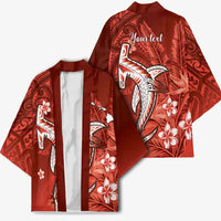 Personalized Hawaiian Maori Hammerhead Shark Kimono Ulaula Plumeria - Polynesian Pride