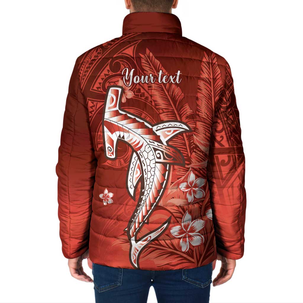Personalized Hawaiian Maori Hammerhead Shark Padded Jacket Ulaula Plumeria LT9 - Polynesian Pride