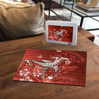 Personalized Hawaiian Maori Hammerhead Shark Puzzle Ulaula Plumeria - Polynesian Pride