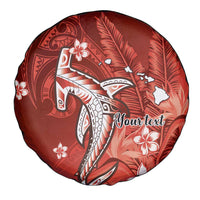 Personalized Hawaiian Maori Hammerhead Shark Spare Tire Cover Ulaula Plumeria - Polynesian Pride