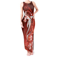 Personalized Hawaiian Maori Hammerhead Shark Tank Maxi Dress Ulaula Plumeria - Polynesian Pride