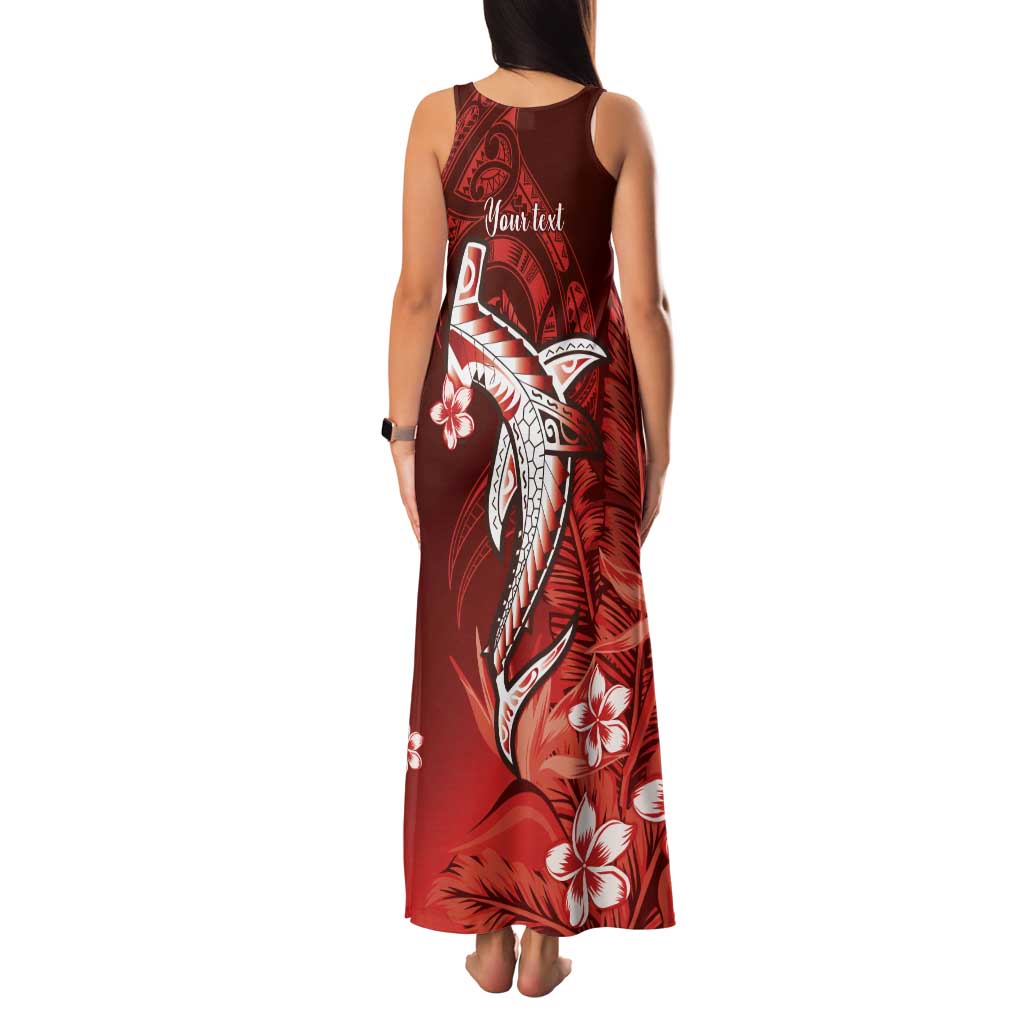 Personalized Hawaiian Maori Hammerhead Shark Tank Maxi Dress Ulaula Plumeria - Polynesian Pride
