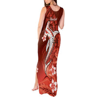 Personalized Hawaiian Maori Hammerhead Shark Tank Maxi Dress Ulaula Plumeria - Polynesian Pride