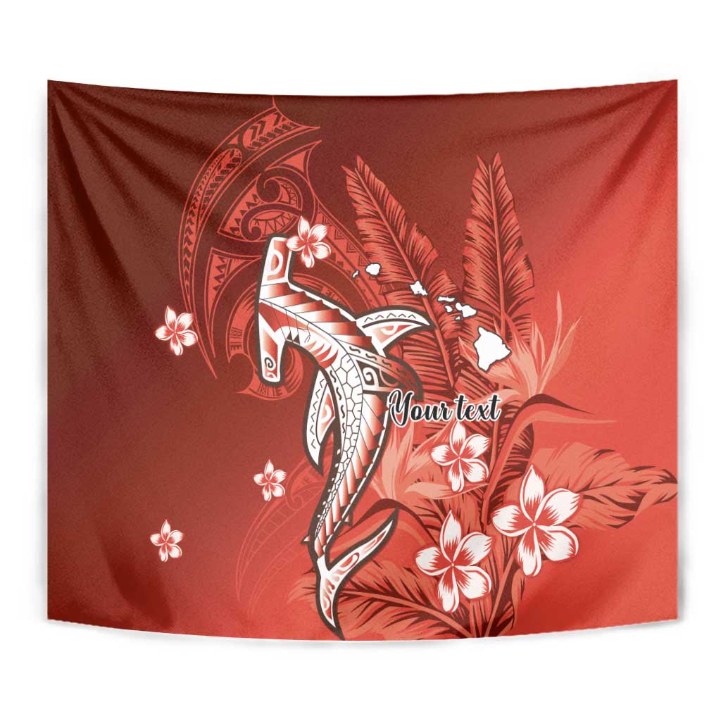 Personalized Hawaiian Maori Hammerhead Shark Tapestry Ulaula Plumeria - Polynesian Pride