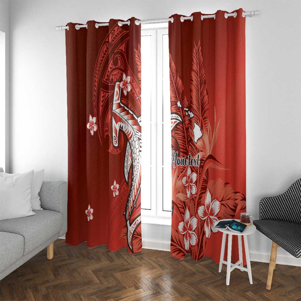 Personalized Hawaiian Maori Hammerhead Shark Window Curtain Ulaula Plumeria - Polynesian Pride