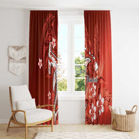 Personalized Hawaiian Maori Hammerhead Shark Window Curtain Ulaula Plumeria - Polynesian Pride