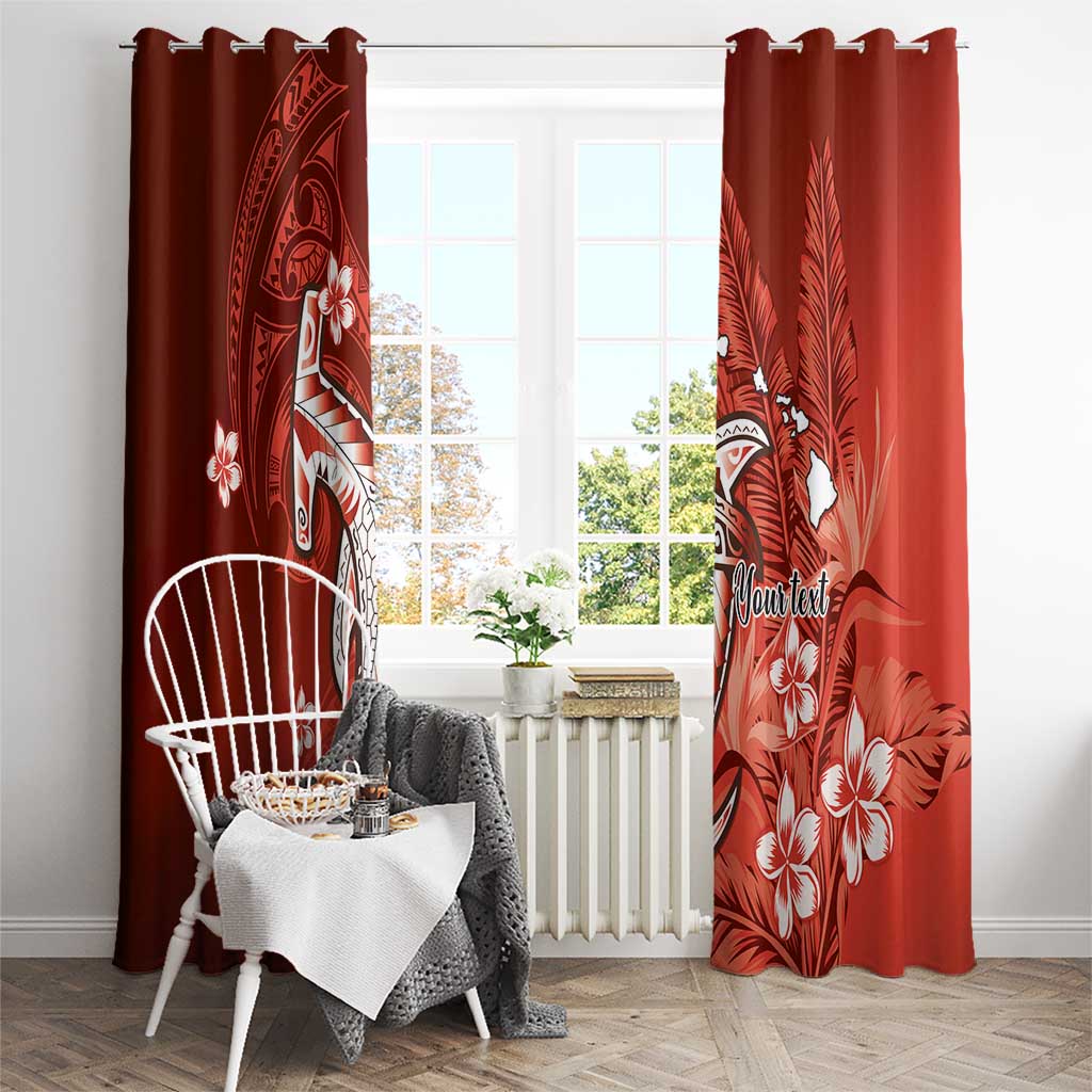 Personalized Hawaiian Maori Hammerhead Shark Window Curtain Ulaula Plumeria - Polynesian Pride