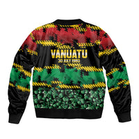 Vanuatu 46th Year Anniversary Bomber Jacket 30 July 1980 Hibiscus Seamless Pattern