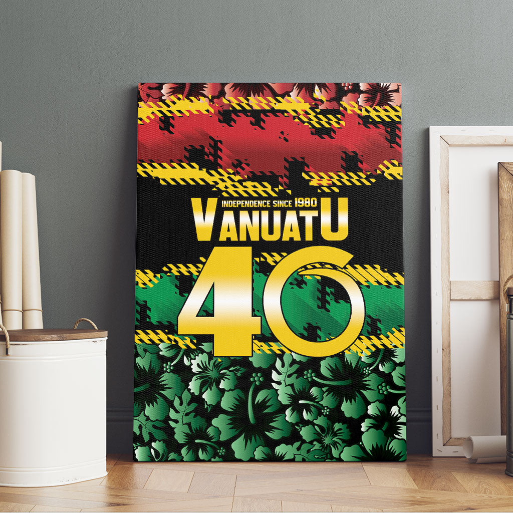 Vanuatu 46th Year Anniversary Canvas Wall Art 30 July 1980 Hibiscus Seamless Pattern