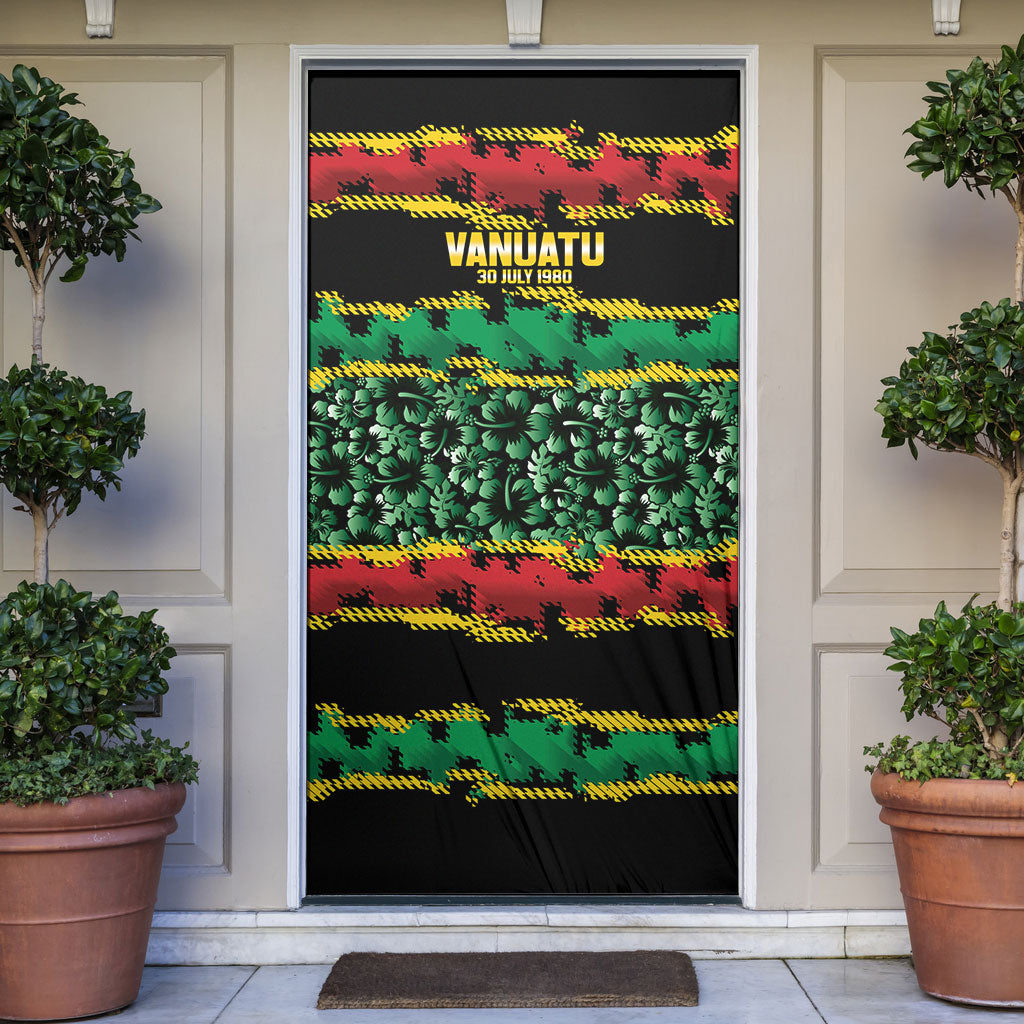 Vanuatu 46th Year Anniversary Door Cover 30 July 1980 Hibiscus Seamless Pattern