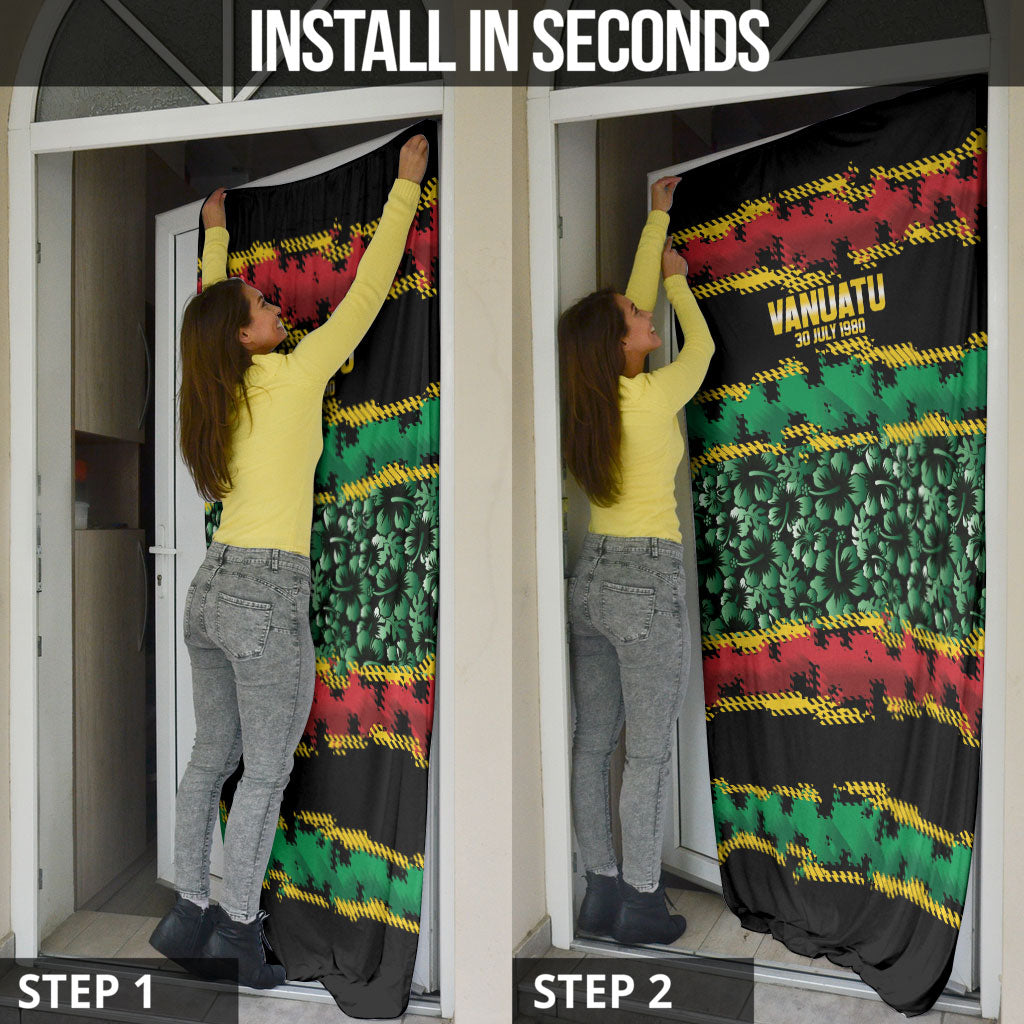 Vanuatu 46th Year Anniversary Door Cover 30 July 1980 Hibiscus Seamless Pattern