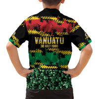 Vanuatu 46th Year Anniversary Family Matching Off Shoulder Short Dress and Hawaiian Shirt 30 July 1980 Hibiscus Seamless Pattern LT9 - Polynesian Pride