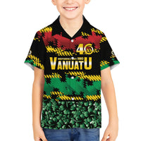 Vanuatu 46th Year Anniversary Family Matching Summer Maxi Dress and Hawaiian Shirt 30 July 1980 Hibiscus Seamless Pattern LT9 Son's Shirt Black - Polynesian Pride