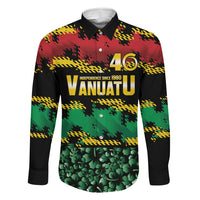Vanuatu 46th Year Anniversary Family Matching Tank Maxi Dress and Hawaiian Shirt 30 July 1980 Hibiscus Seamless Pattern LT9 Dad's Shirt - Long Sleeve Black - Polynesian Pride