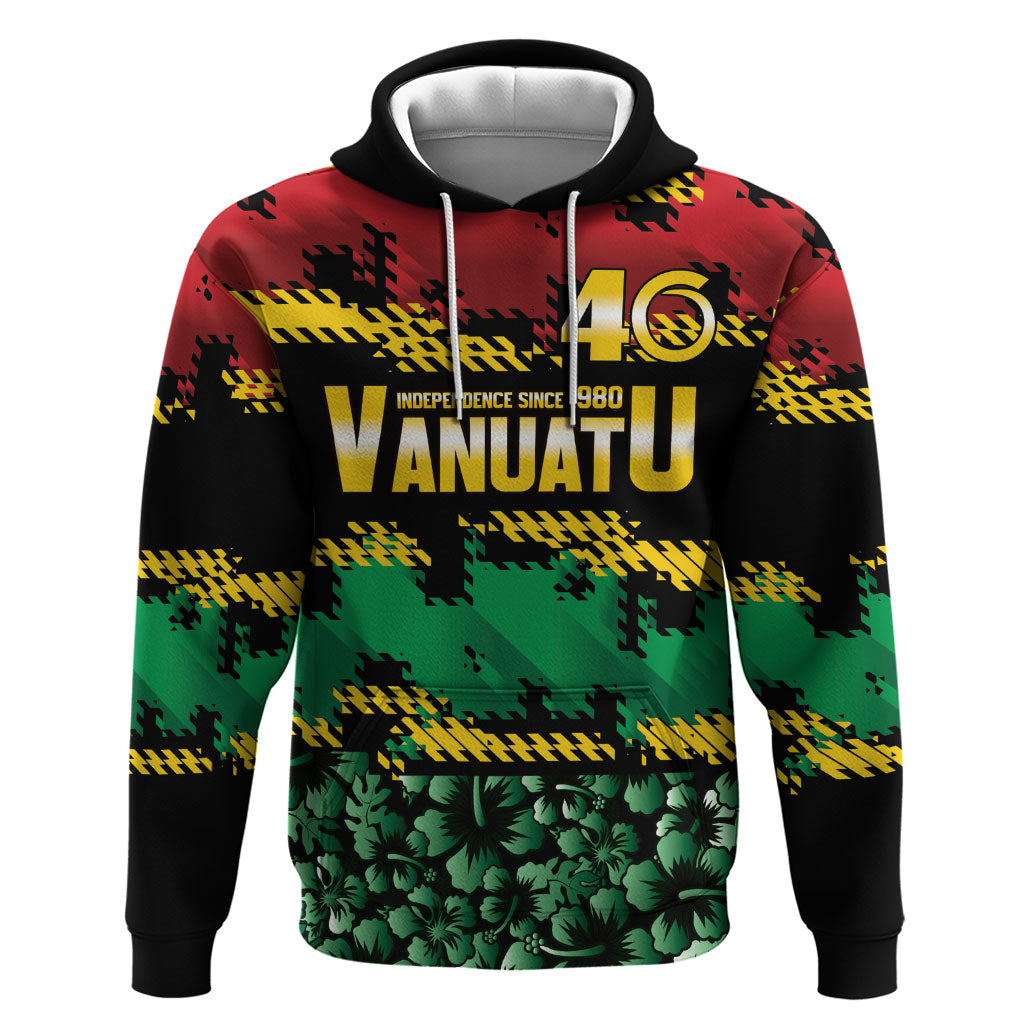 Vanuatu 46th Year Anniversary Hoodie 30 July 1980 Hibiscus Seamless Pattern