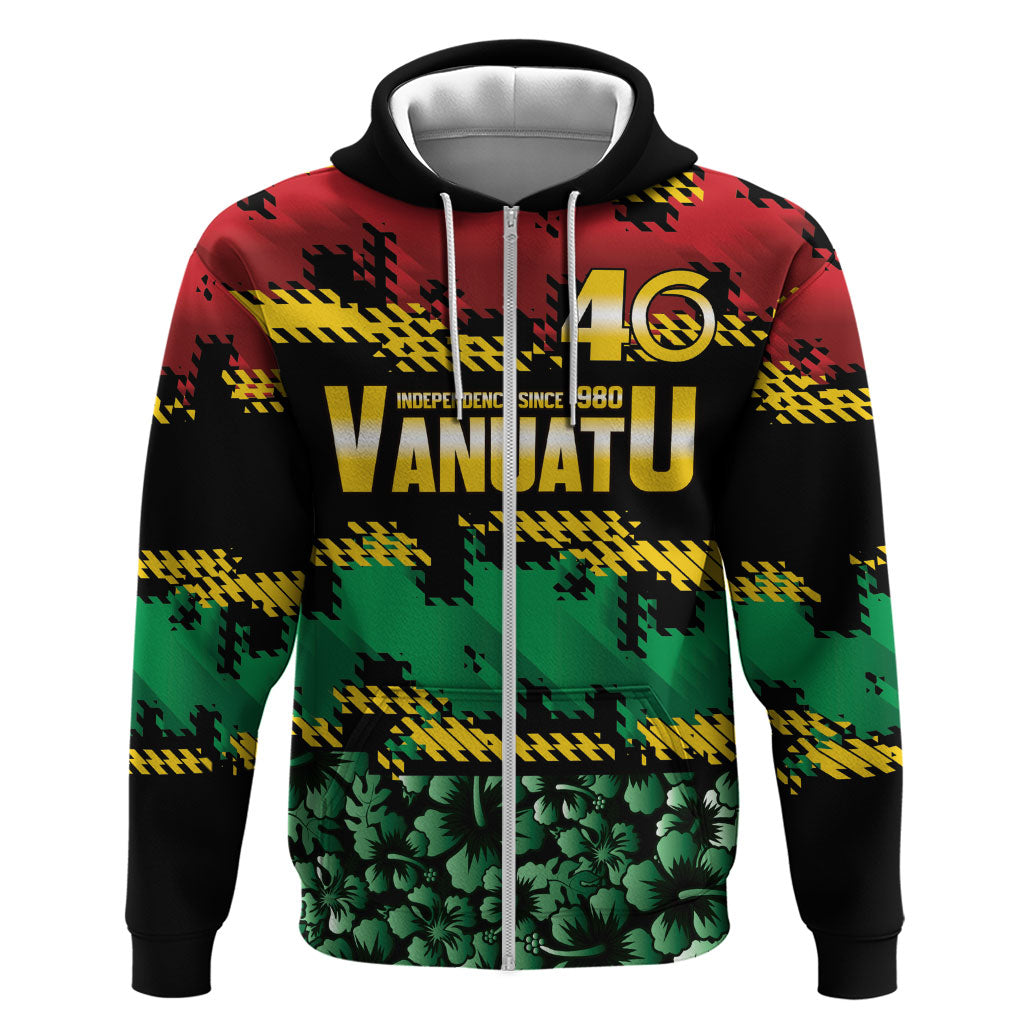 Vanuatu 46th Year Anniversary Hoodie 30 July 1980 Hibiscus Seamless Pattern