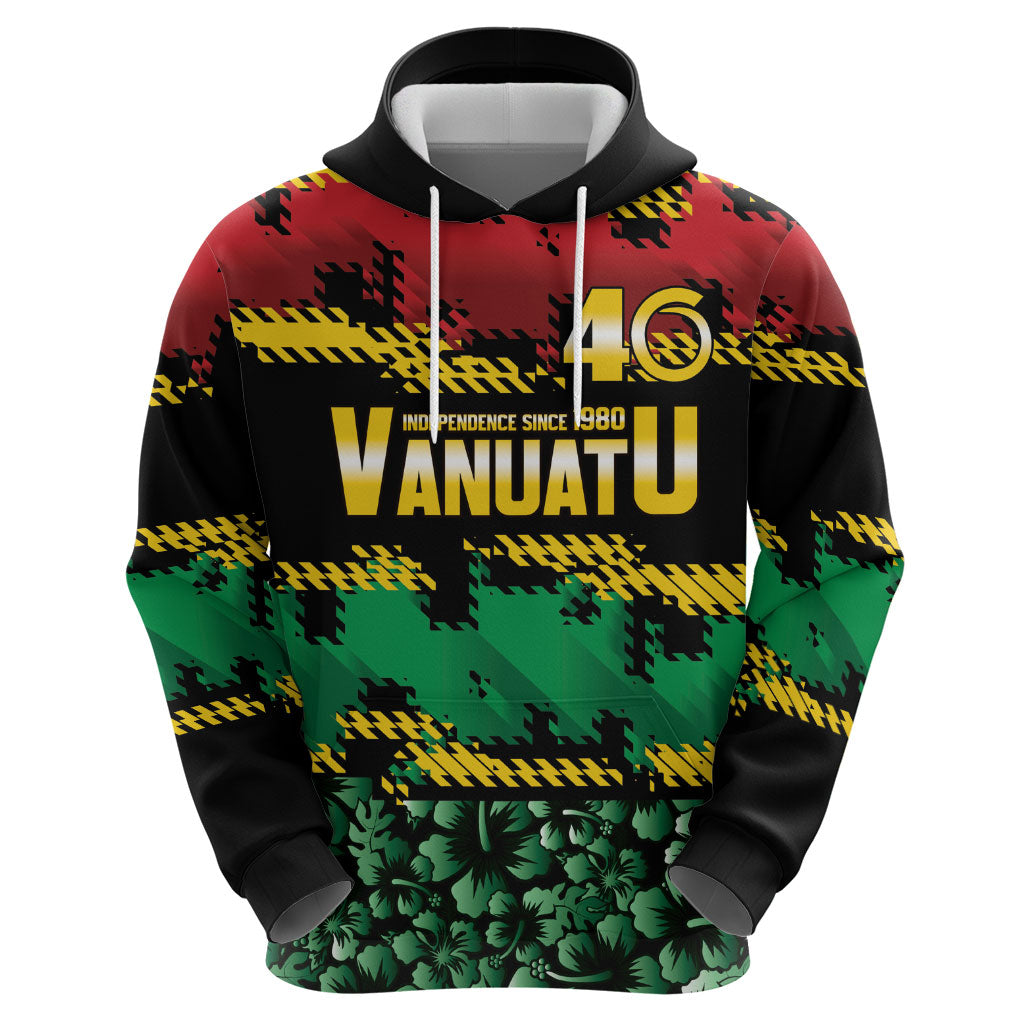 Vanuatu 46th Year Anniversary Hoodie 30 July 1980 Hibiscus Seamless Pattern