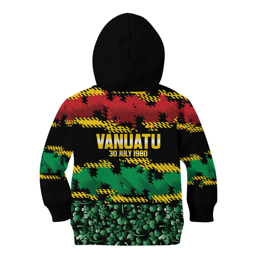 Vanuatu 46th Year Anniversary Kid Hoodie 30 July 1980 Hibiscus Seamless Pattern