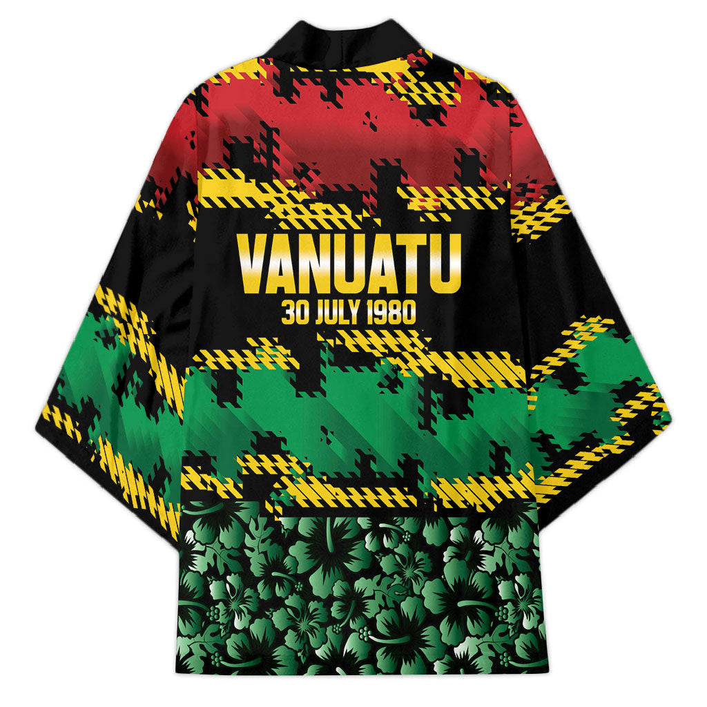 Vanuatu 46th Year Anniversary Kimono 30 July 1980 Hibiscus Seamless Pattern