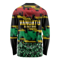 Vanuatu 46th Year Anniversary Long Sleeve Shirt 30 July 1980 Hibiscus Seamless Pattern