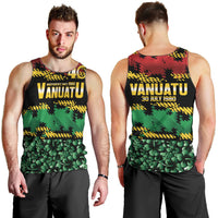 Vanuatu 46th Year Anniversary Men Tank Top 30 July 1980 Hibiscus Seamless Pattern