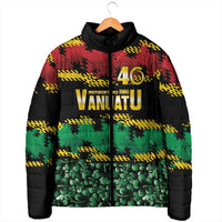 Vanuatu 46th Year Anniversary Padded Jacket 30 July 1980 Hibiscus Seamless Pattern