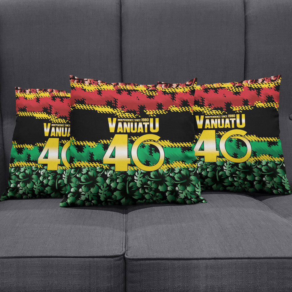 Vanuatu 46th Year Anniversary Pillow Cover 30 July 1980 Hibiscus Seamless Pattern