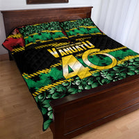 Vanuatu 46th Year Anniversary Quilt Bed Set 30 July 1980 Hibiscus Seamless Pattern