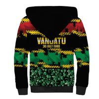 Vanuatu 46th Year Anniversary Sherpa Hoodie 30 July 1980 Hibiscus Seamless Pattern