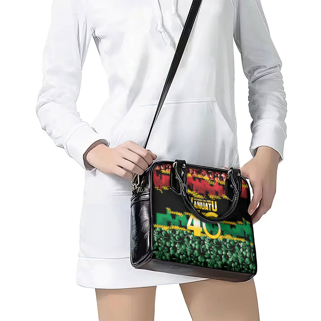 Vanuatu 46th Year Anniversary Shoulder Handbag 30 July 1980 Hibiscus Seamless Pattern
