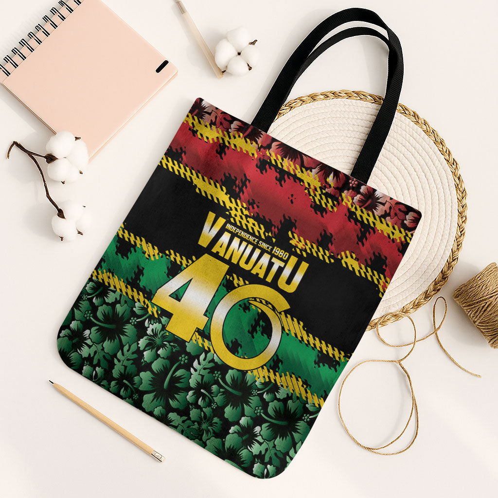 Vanuatu 46th Year Anniversary Tote Bag 30 July 1980 Hibiscus Seamless Pattern